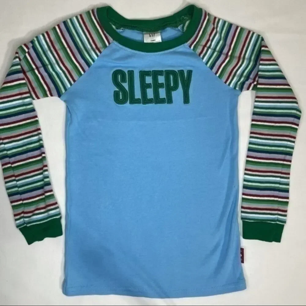 Carter’s Holiday T-shirt Sleepy Striped Embroidered long sleeve sleepwear top 3T